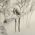 Tissu bachette gravure h�ron naturel - stof - mondial tissus