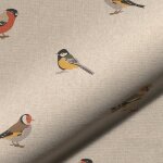 Tissu bachette linenlook cru petits oiseaux - mondial tissus