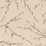 Tissu bachette linenlook motifs fleurs de cerisier - mondial tissus