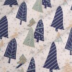 Tissu bachette de no�l sapin grafik argent bleu - mt - mondial tissus