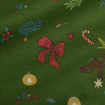 Tissu bachette de no�l sucre d'orge noeud vert - mt - mondial tissus