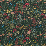 Tissu bachette vert bouteille 100% coton imprim bouquets sauvages - mondial tissus