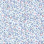 Tissu batiste coton bio blanc � fleurs jaunes vert violet - mondial tissus