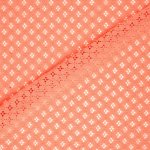 Tissu broderie anglaise corail petits motifs - mondial tissus