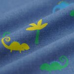 Tissu chambray cam�l�on palmier bleu - mondial tissus