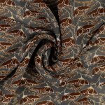 Tissu chiffon pliss� shrink gris fleurs d�licates marron - mondial tissus