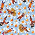 Tissu coton dragon ball z signes japonais bleu - mondial tissus