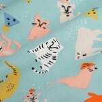 Tissu coton �pais animaux joyeux bleu ciel - mt - mondial tissus