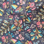 Tissu coton imprim fleuri fond bleu fonc - mondial tissus