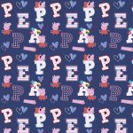 Tissu coton peppa pig et lettres bleu - mondial tissus
