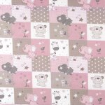 Tissu coton rose patchwork animaux - mt - mondial tissus