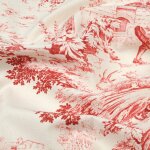 Tissu coton toile de jouy festin bordeaux - mondial tissus