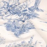 Tissu coton toile de jouy galanterie bleu - mondial tissus