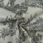 Tissu coton toile de jouy romantique noir 280 cm - mondial tissus