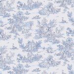 Toile a draps toile jouy coton bleu 280cm - mondial tissus