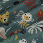 Tissu coton vert singe papaya - domotex - mondial tissus