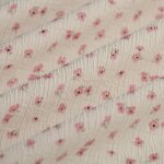 Tissu cr�pon viscose ecovero mini floral rose �cru - mt - mondial tissus