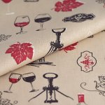 Tissu cretonne beige vin - mondial tissus