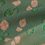Tissu cretonne bio feuilles vertes roses - mt - mondial tissus