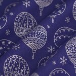 Tissu cretonne boule de no�l argent bleu - mt - mondial tissus