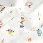Tissu cretonne coton bio cirque des animaux cru - mt - mondial tissus