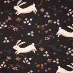 Tissu cretonne coton bio motif animaux fort fleurs noir - domotex - mondial tissus