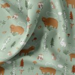 Tissu cretonne coton imprim vie au canada vert amande - domotex - mondial tissus