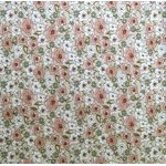 Tissu cretonne de coton � motifs b�gonias - rose - domotex - mondial tissus