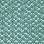 Tissu cretonne coton motif coquillages art dco vert - domotex - mondial tissus
