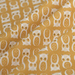 Tissu cretonne coton moutarde  motifs chouettes - domotex - mondial tissus