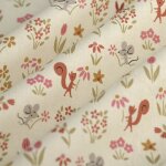 Tissu cretonne �cureuil souris rose - mt - mondial tissus