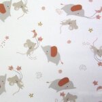 Tissu cretonne imprim bio souris et lphant aux pays des rves rose - domotex - mondial tissus
