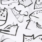 Tissu cretonne imprim� chat paresseux noir - mondial tissus