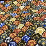 Tissu cretonne imprim� �ventails multico - mondial tissus