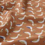 Tissu cretonne imprim jean le pelican rouille - domotex - mondial tissus
