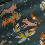 Tissu cretonne imprim� jungle party vert for�t - domotex - mondial tissus