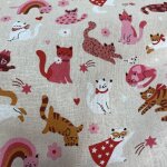 Tissu cretonne imprim� pacha le chat rose - mondial tissus