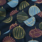 Tissu cretonne de nol boule stylises bleu - mt - mondial tissus