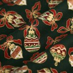 Tissu cretonne de no�l boules vert - mondial tissus