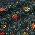 Tissu cretonne de nol couronne vert - mt - mondial tissus