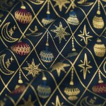 Tissu cretonne de nol dcorations losange bleu - mt - mondial tissus