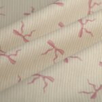 Tissu cretonne noeud rose rayure - mt - mondial tissus