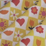 Tissu cretonne patchwork symboles multicolore - mt - mondial tissus