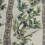 Tissu cretonne provenale garance olive naturel - mondial tissus