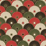 Tissu cretonne rouge mandala ventails tricolores - mondial tissus