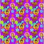 Tissu cretonne scooby doo fleurs rose - mt - mondial tissus