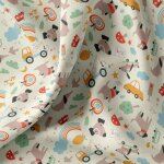 Tissu cretonne vie de chien multico - domotex - mondial tissus