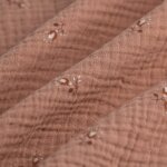Tissu double gaze bouton fleuri rose - mondial tissus