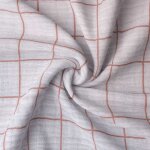 Tissu double gaze carreaux rose morganite / fauve - domotex - mondial tissus