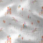 Tissu double gaze conte de fe rose - domotex - mondial tissus